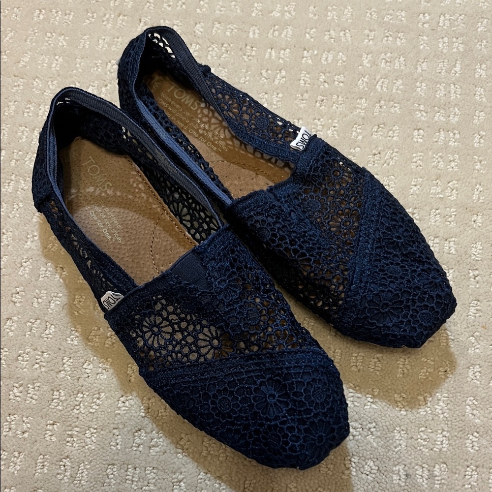 Toms Dark Blue Crochet Flats